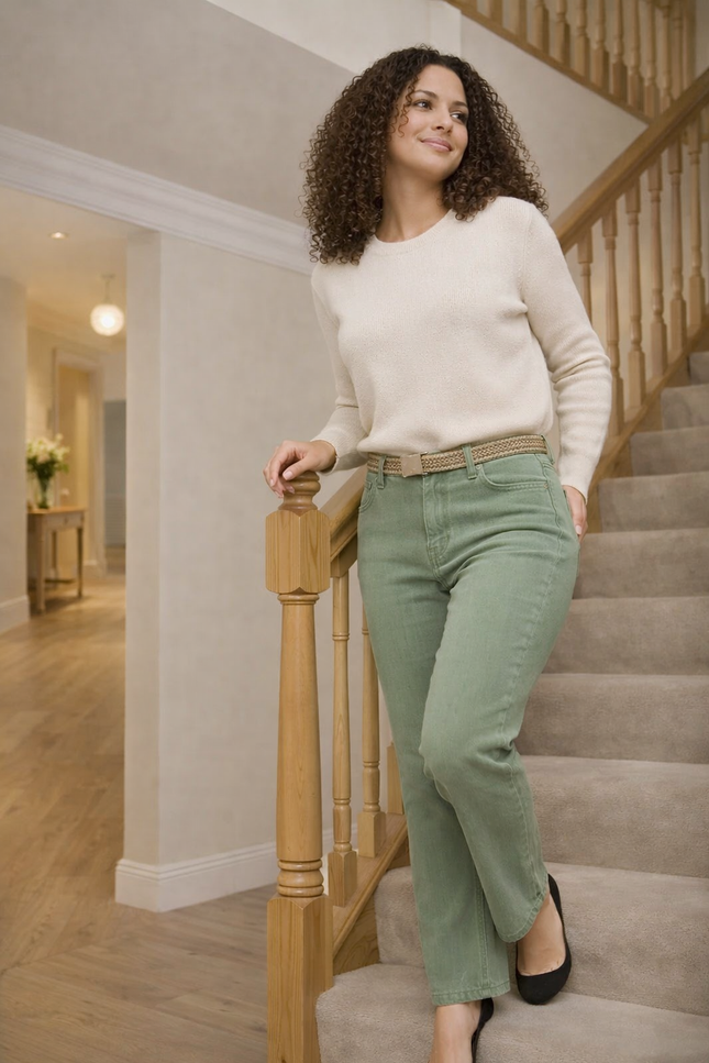 27INCH GARMENT DYE DENIM JEANS WITH BELT