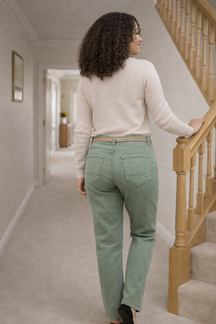 27INCH GARMENT DYE DENIM JEANS WITH BELT