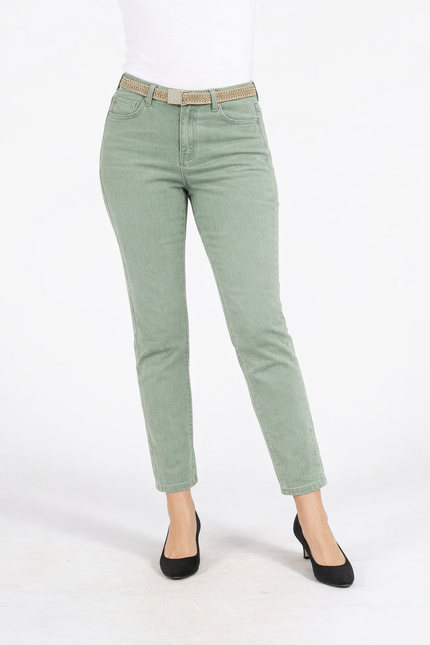 27INCH GARMENT DYE DENIM JEANS WITH BELT