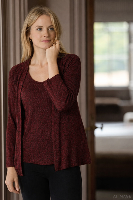 ROUND NECK GLITTERED FULL SLEEVE CARDIGAN