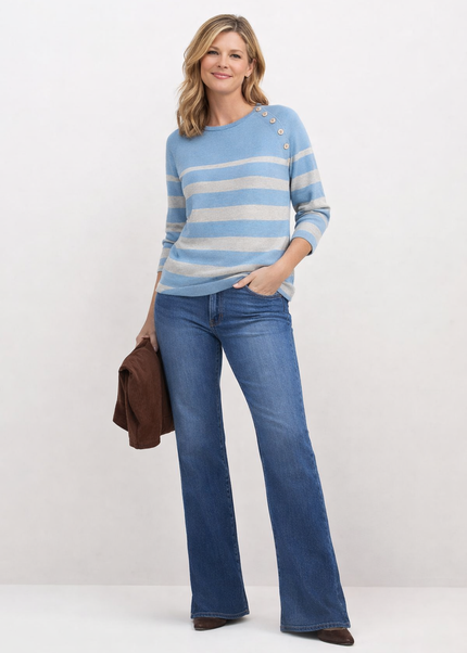 WIDE STRIPE JUMPER BUTTON DETAIL ROUND