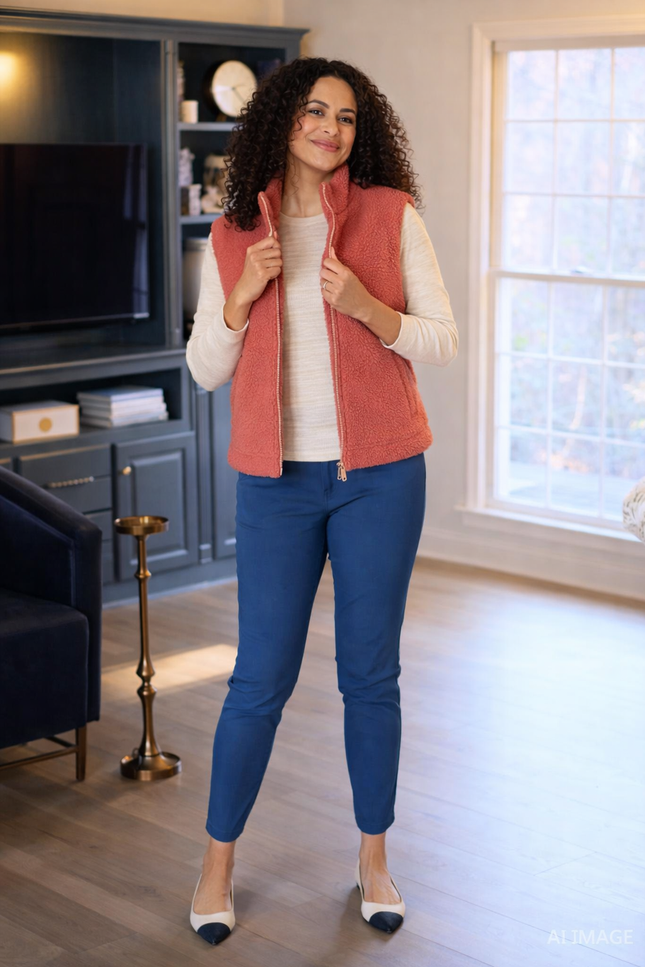 ROSE Teddy Fleece Gilet With Pockets