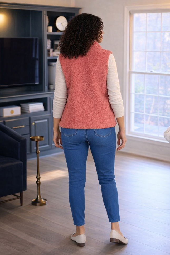 ROSE Teddy Fleece Gilet With Pockets