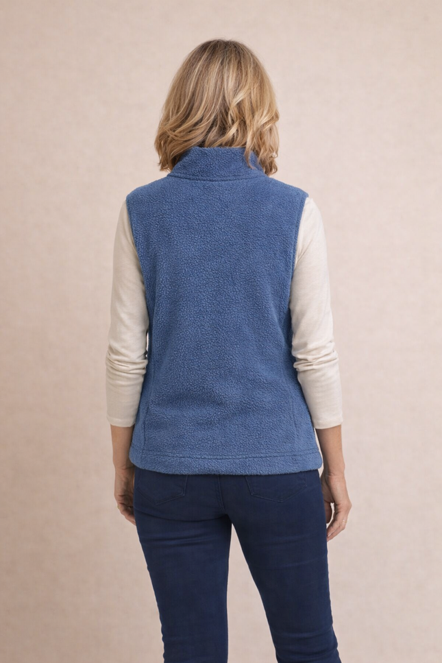 DENIM Color Teddy Fleece Gilet With Pockets