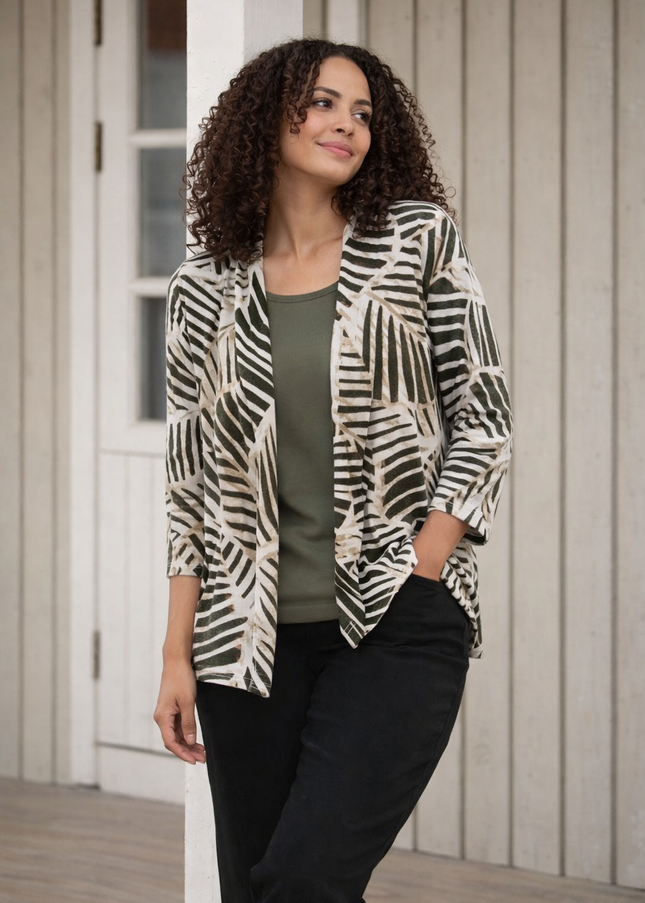 Mock Cardigan olive with 3/4 sleeve