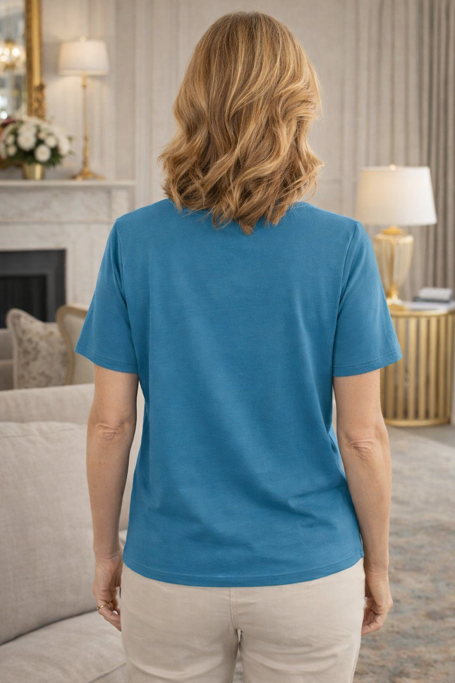 Jungle flower print round neck short