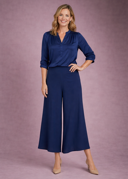 NAVY AIRFLOW WIDE LEG TROUSER