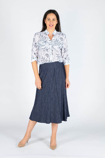 Skirt Fleck Fabric Panelled Elasticated