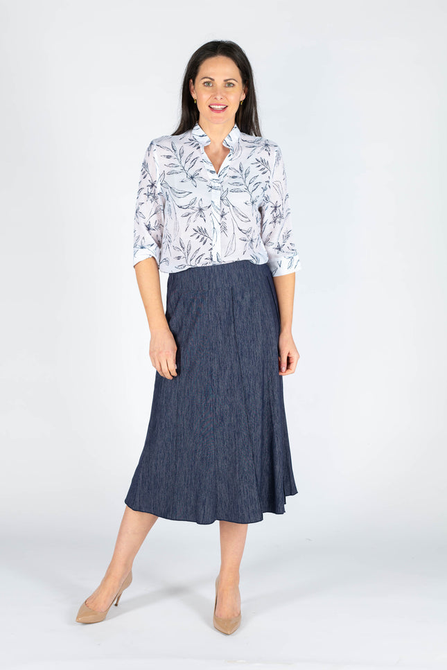 Skirt Fleck Fabric Panelled Elasticated