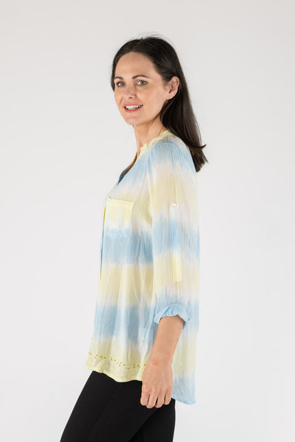 Blouse tie dye pocket 3/4 sleeve