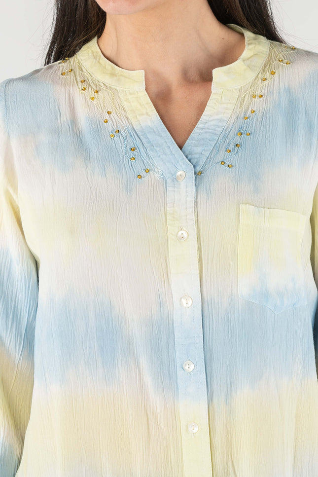 Blouse tie dye pocket 3/4 sleeve