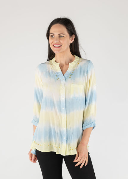 Blouse tie dye pocket 3/4 sleeve