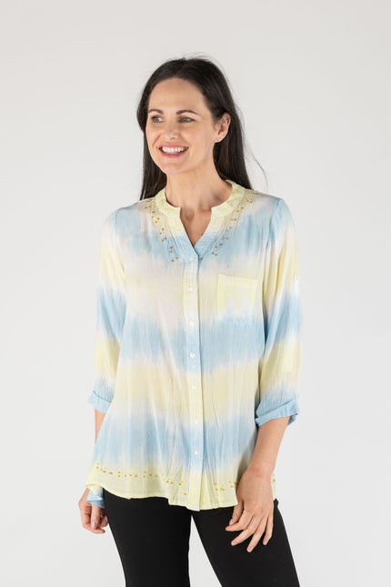 Blouse tie dye pocket 3/4 sleeve