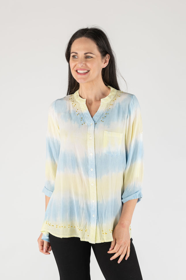 Blouse tie dye pocket 3/4 sleeve