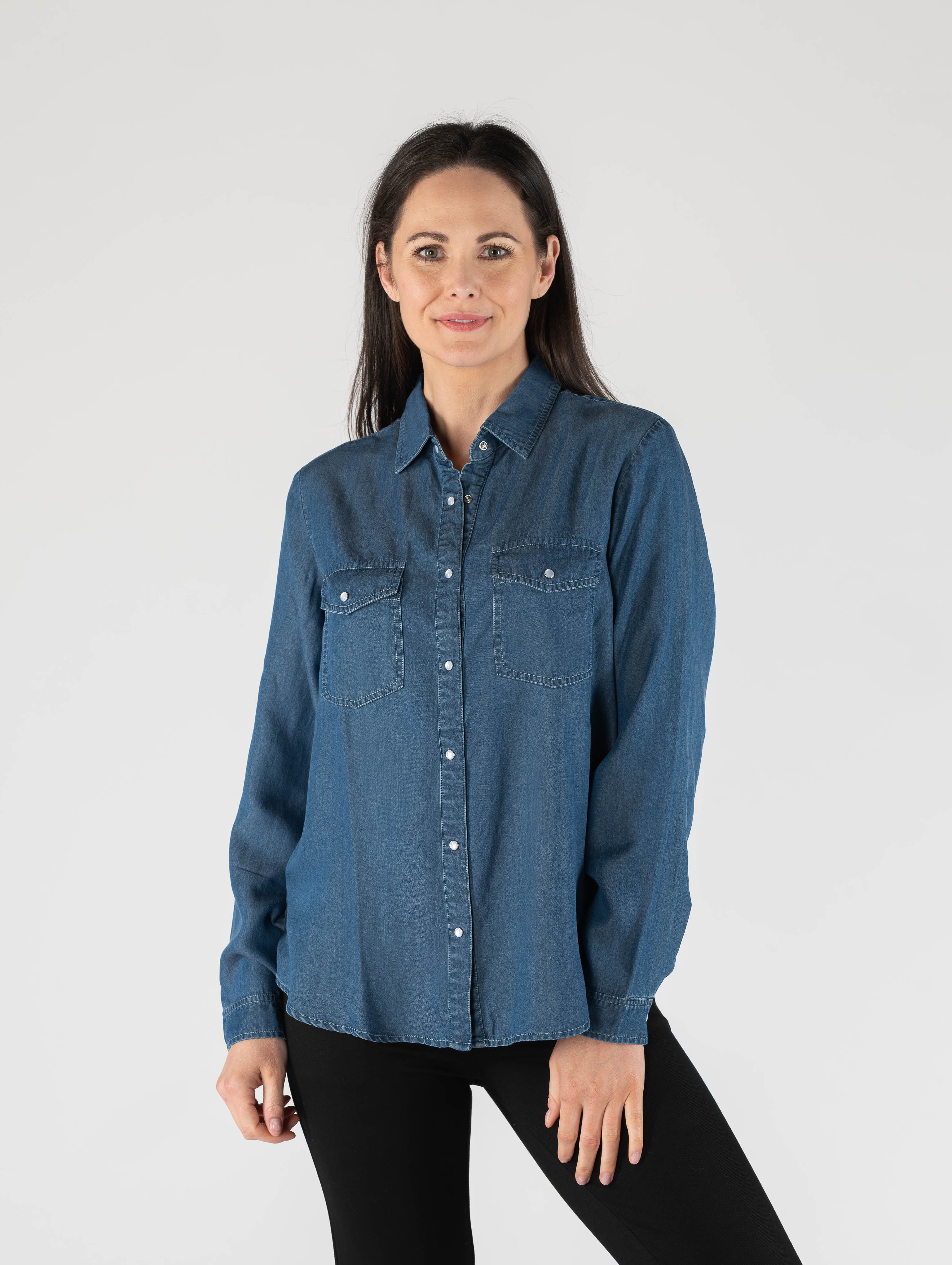 Blouse Denim Blue with Collar