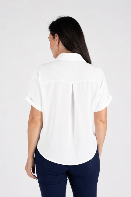 Blouse short sleeve with collar white