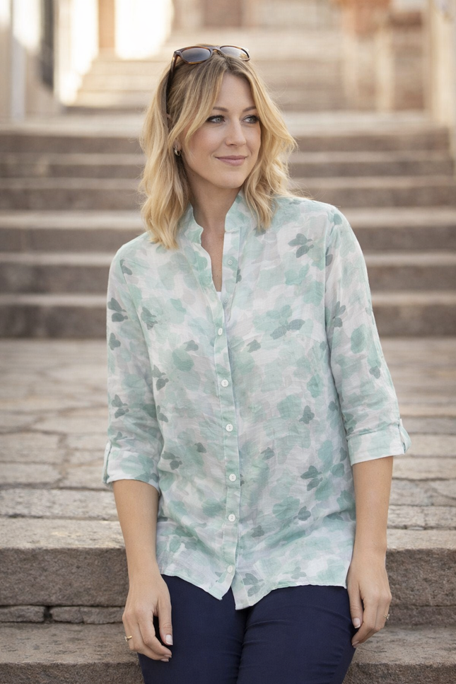 Blouse light green abstract print