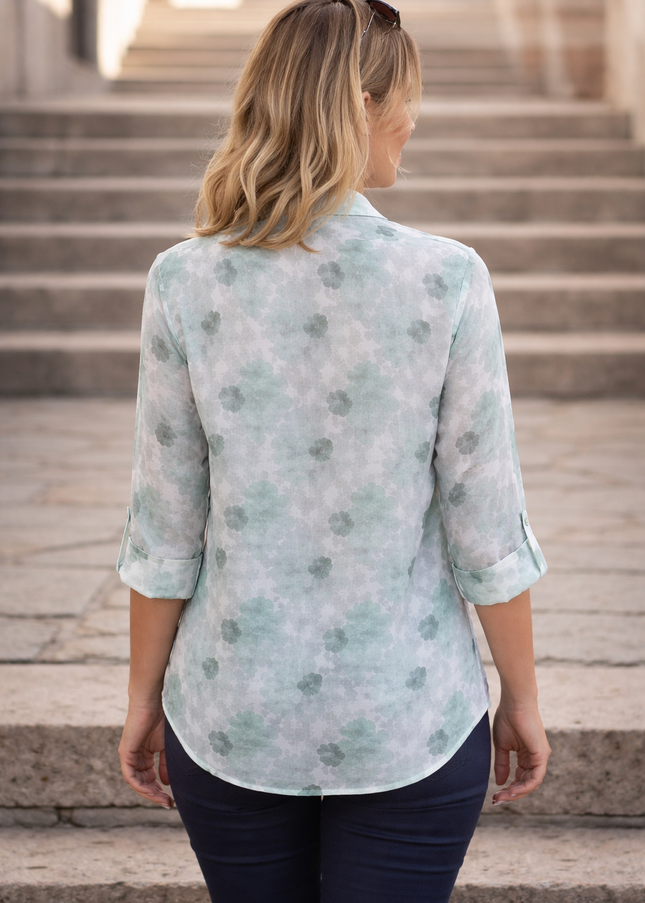Blouse light green abstract print