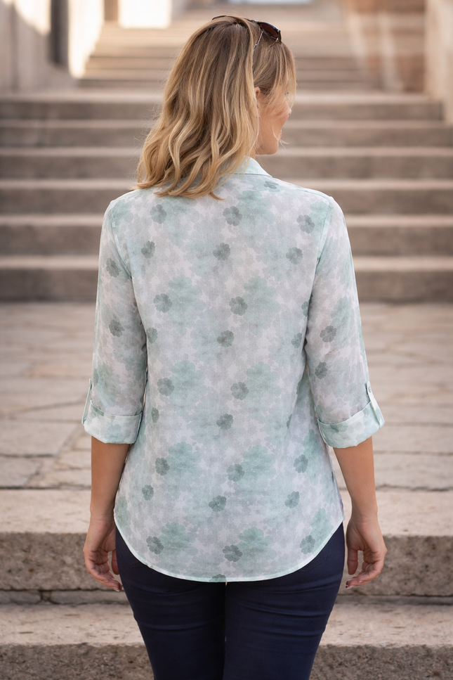 Blouse light green abstract print