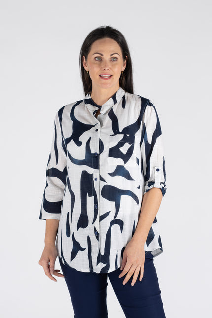Blouse longline printed 3/4 sleeve