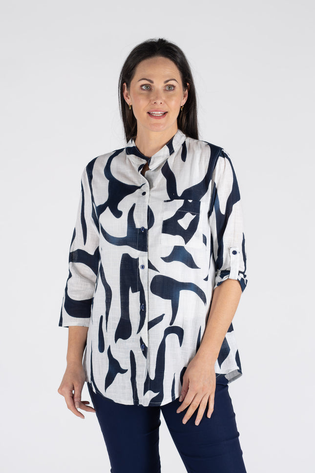 Blouse longline printed 3/4 sleeve