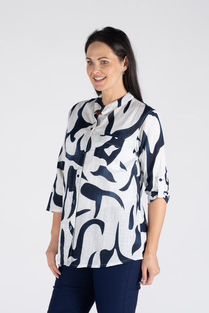 Blouse longline printed 3/4 sleeve
