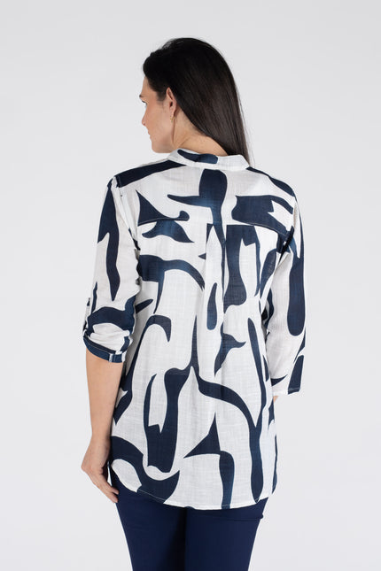 Blouse longline printed 3/4 sleeve