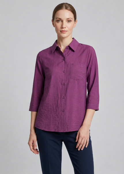 Blouse with collar and pocket 3/4 sleeve