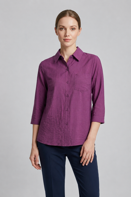 Blouse with collar and pocket 3/4 sleeve