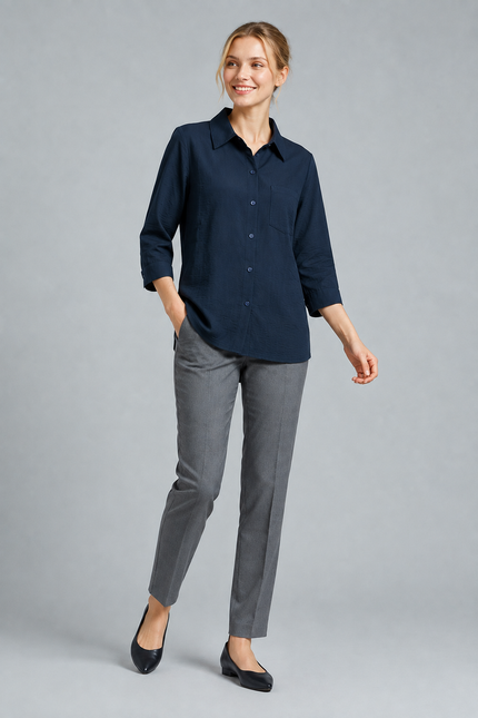 Blouse with collar and pocket 3/4 sleeve