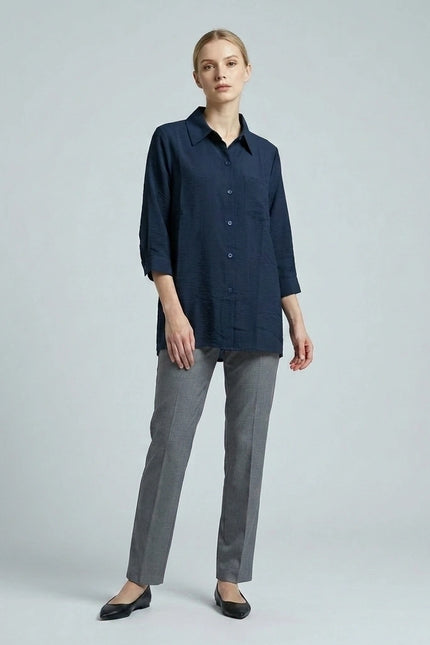 Blouse with collar and pocket 3/4 sleeve