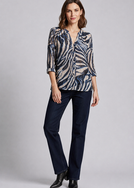 Blouse swirl print burnout 3/4 sleeve