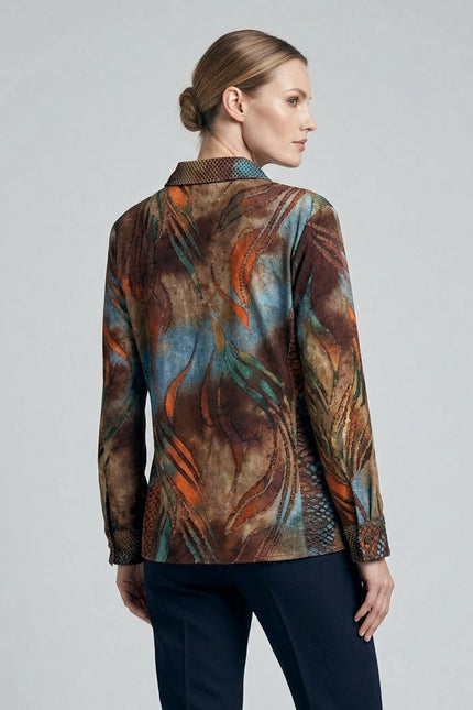 Blouse burn out with collar long sleeve