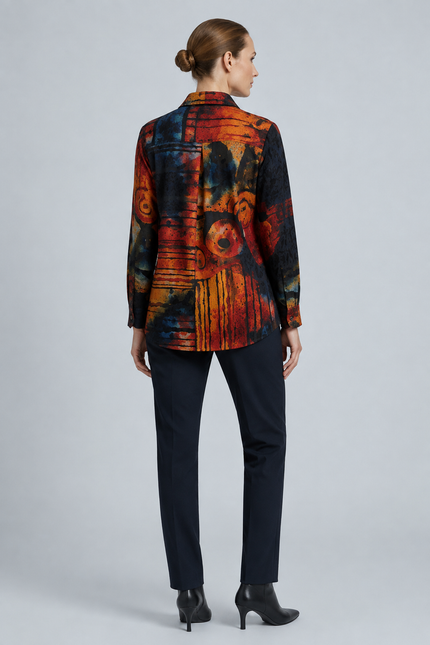 Blouse abstract burnout with collar