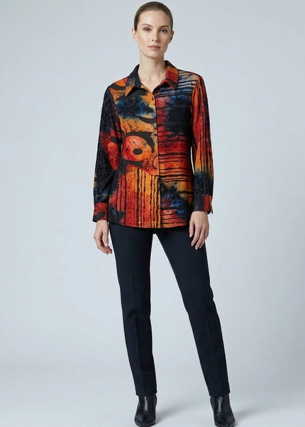 Blouse abstract burnout with collar