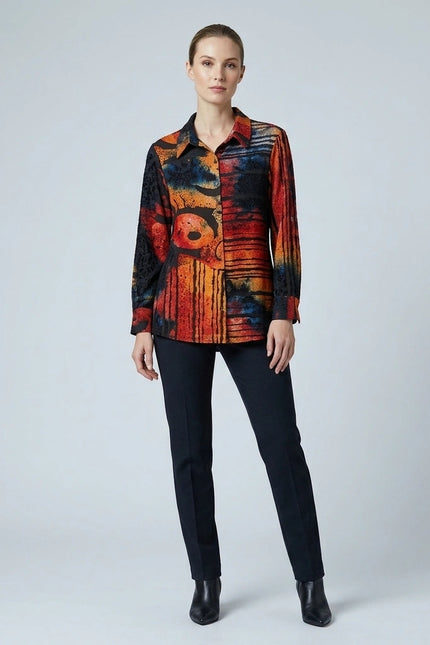 Blouse abstract burnout with collar
