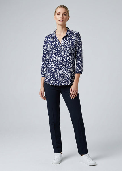 Blouse floral print soft touch with pocket