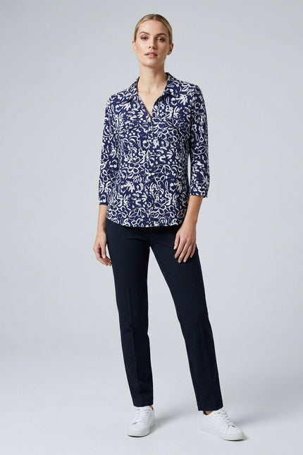 Blouse floral print soft touch with pocket