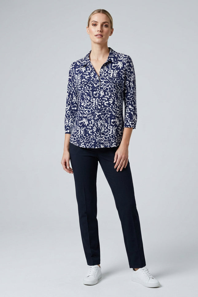 Blouse floral print soft touch with pocket
