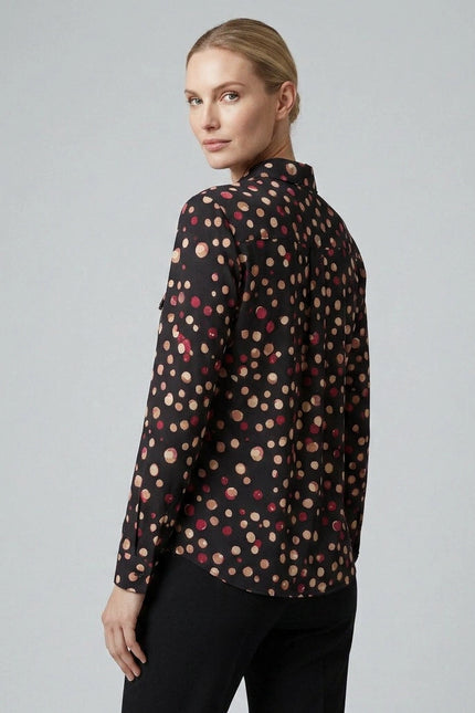 Blouse spot print soft touch with pocket
