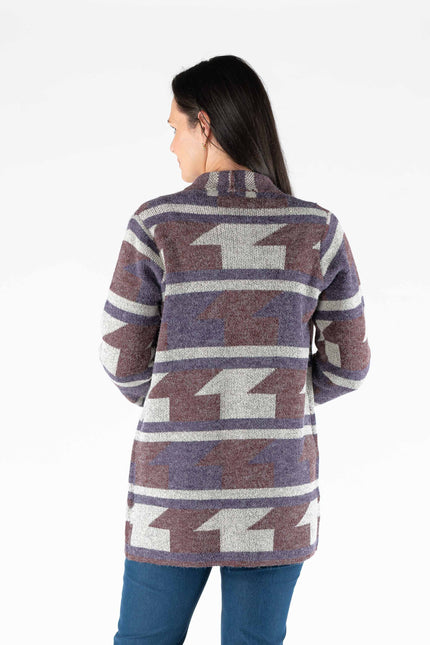 Cardigan zig-zag pattern long sleeve