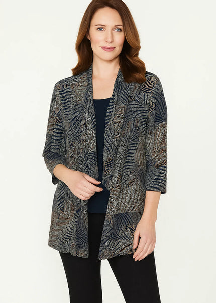 Mock cardigan waterfall print