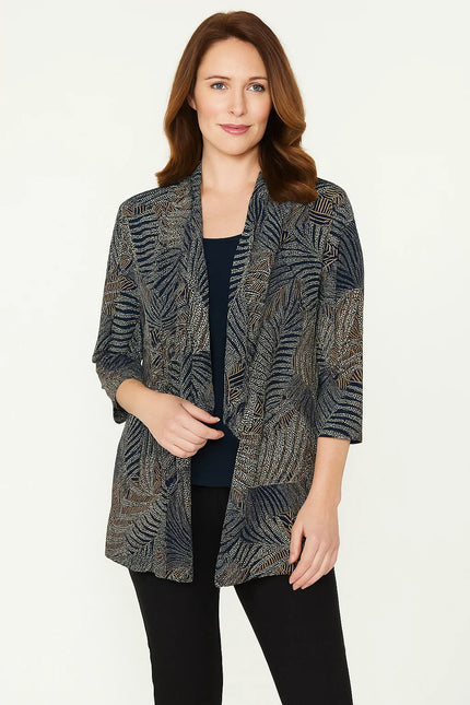 Mock cardigan waterfall print