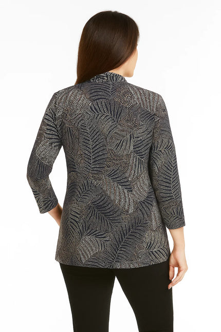 Mock cardigan waterfall print
