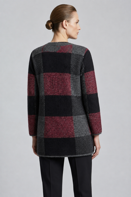 Cardigan check block edge to edge cardigan