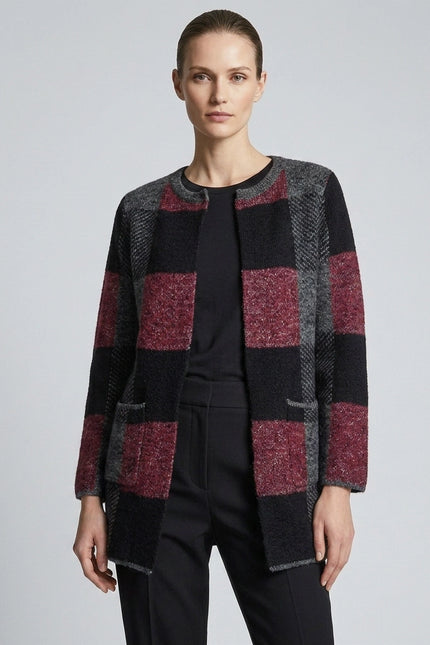 Cardigan check block edge to edge cardigan