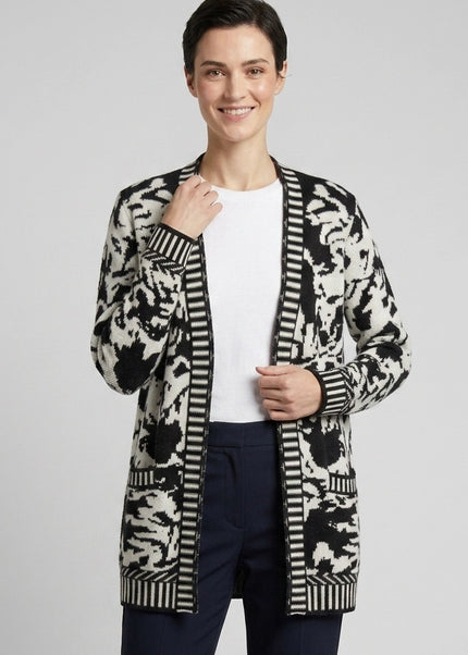Cardigan abstract pattern edge to edge