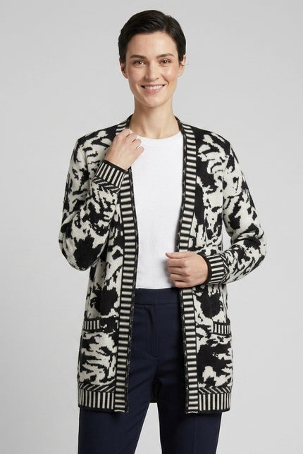 Cardigan abstract pattern edge to edge