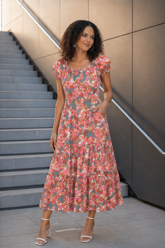 Dress gathered neckline