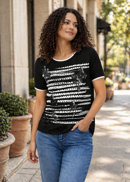 Top Print Short Sleeve With Round Neck